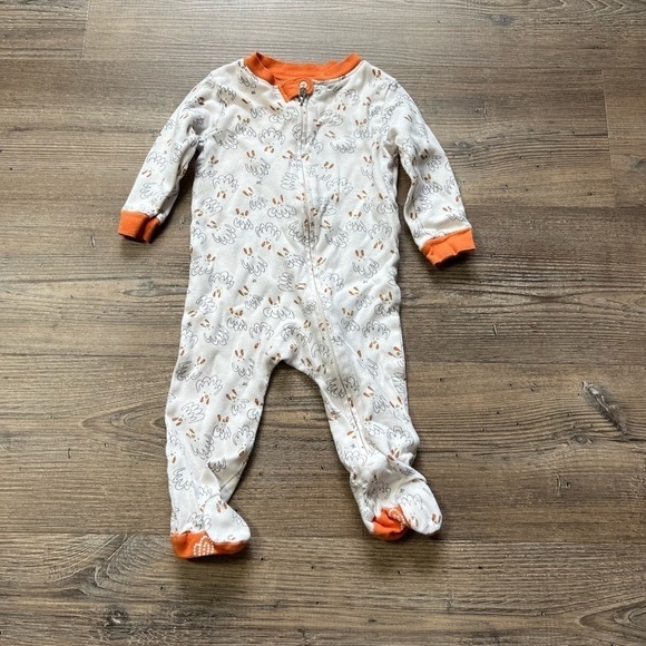 Burt’s Bees Baby Turkey Footed Onesie 3-6M EUC Fall Autumn Thanksgiving Footie - Picture 1 of 7